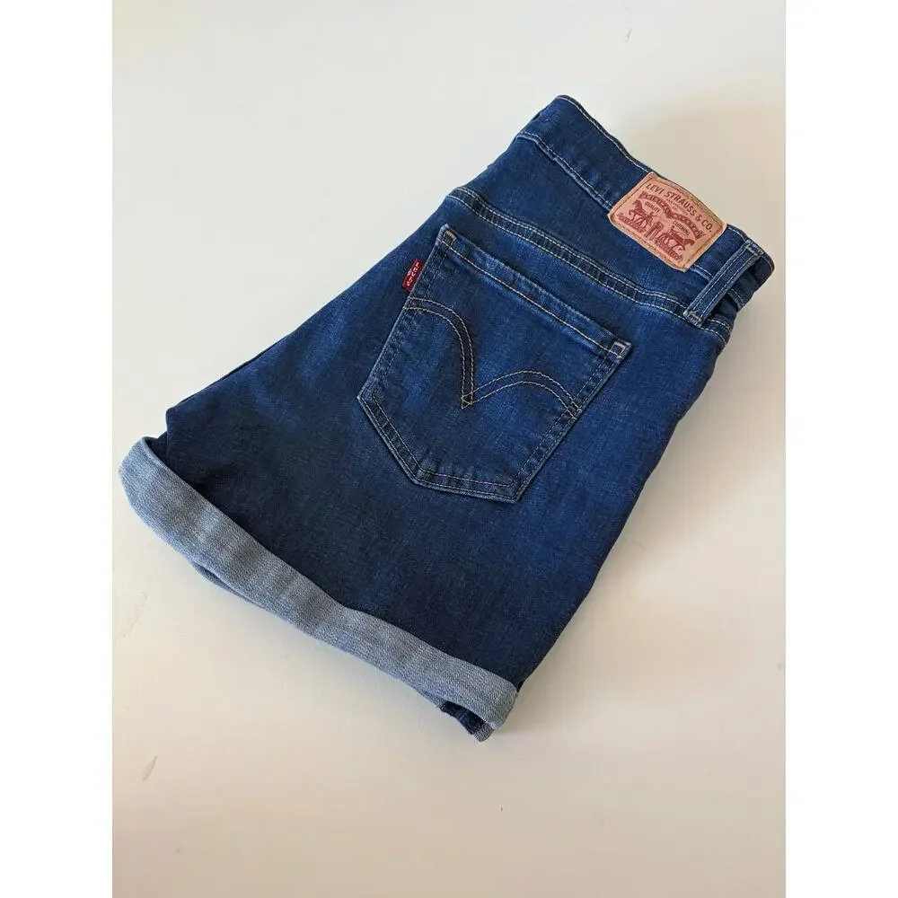 Levi's Mid Length denim jean Shorts Dark Wash western casual summer boho beach